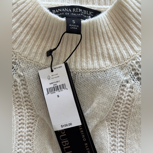 Banana Republic ivory white mixed wool sweater, size S - Picture 5 of 9